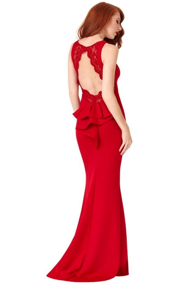 длинное красное платье с открытой спиной