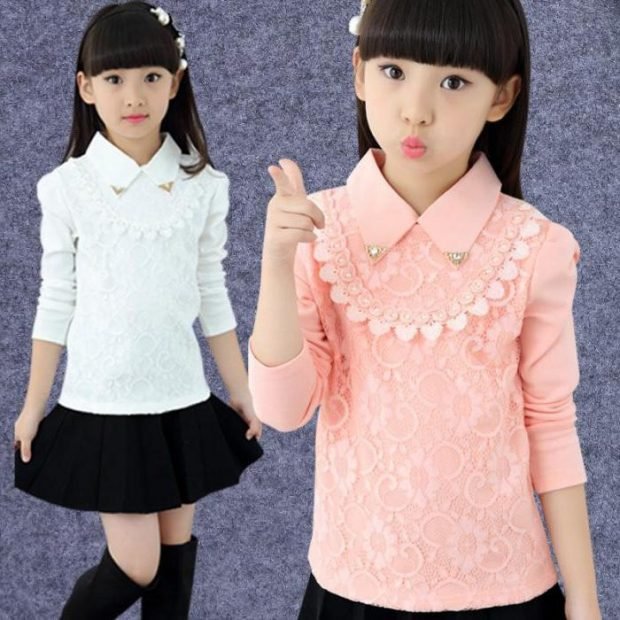детская блузка белого и розового цвета