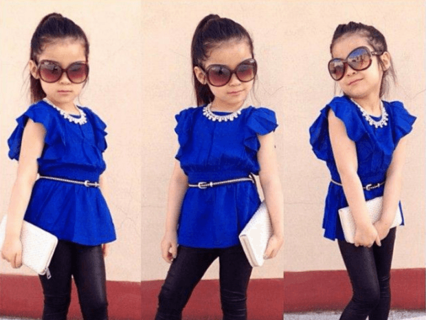 Детская мода 2021 2022: синяя туника с поясом