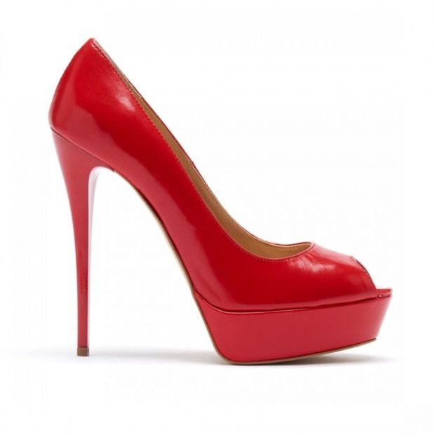 Туфли женские весна лето: на высоком каблуке красны с открытым носком 