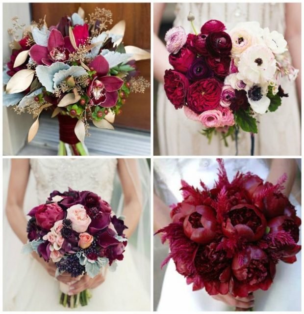 Свадьба в цвете марсала: букеты