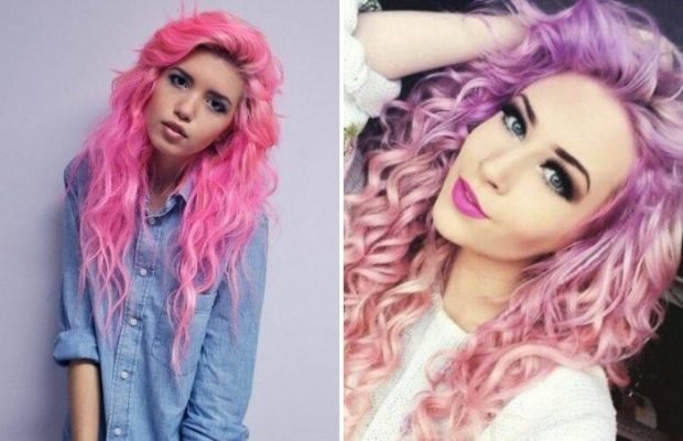 тренды 2021 2022 волосы: яркие розовые фиолетовые с розовым